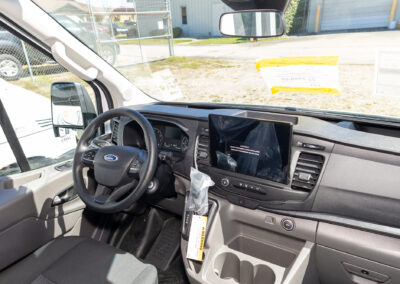 Interior dashboard of Humana mobile office unit.