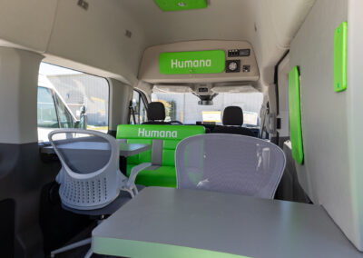 Interior of Humana mobile office unit.