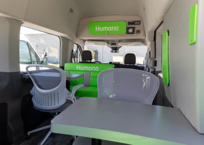 Interior of Humana mobile office unit.