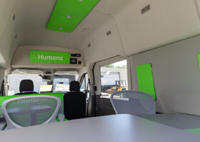 Interior of Humana mobile office unit.