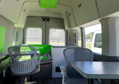 Interior of Humana mobile office unit.