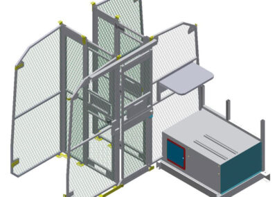 Digital image of prisoner bus isolation cages with guard station.