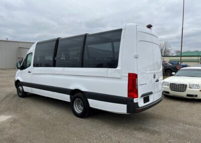 Exterior of white pano specialty vehicle.