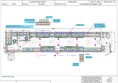 Blood mobile floor plan blueprint.