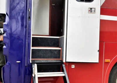 Exterior entrance of blood mobile specialty vehicle.