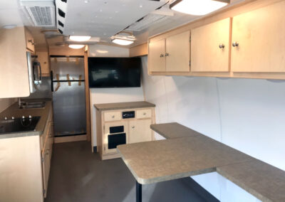 Interior kitchen of mobile cooking unit