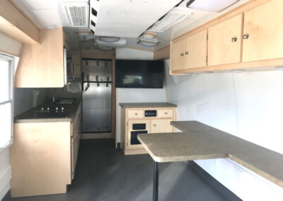 Interior of mobile cooking unit.