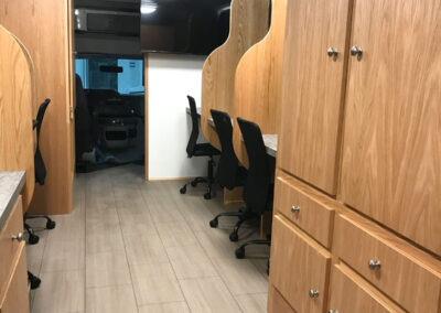 Interior of Goodwill mobile office unit.