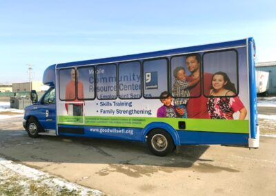 Exterior of Goodwill mobile office unit.