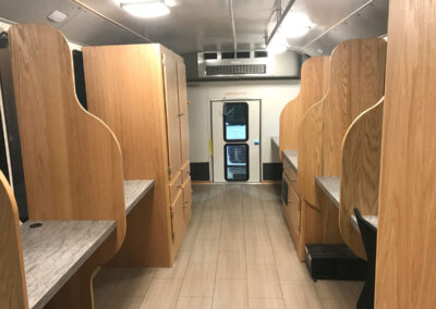 Interior of Goodwill mobile office unit.