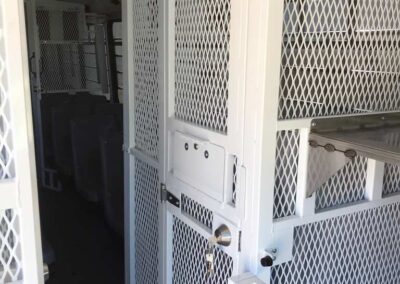 Interior of prisoner bus cage.