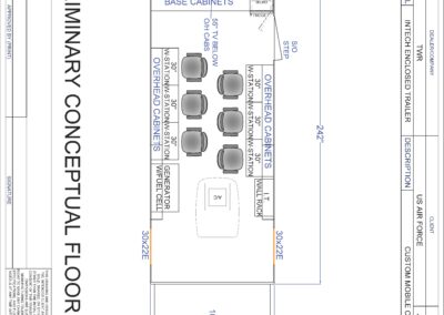 Blueprint of educational office trailer floorplan.