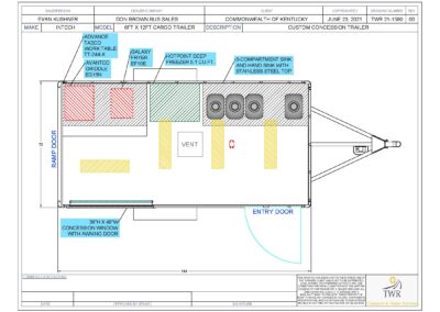 Custom concession trailer blueprint showing floorplan.