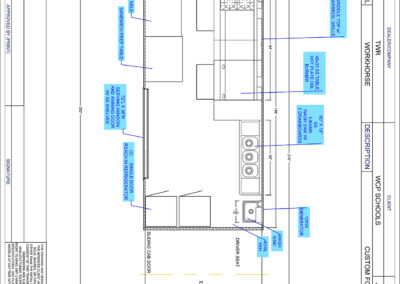 Custom food truck blueprint showing floorplan.