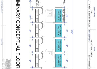 Outreach Gaming Trailer blueprint showing floorplan.