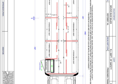 Prisoner Transport specialty vehicle blueprint showing floorplan.