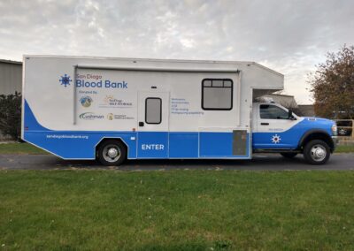 Outside of San Diego Blood Bank bloodmobile